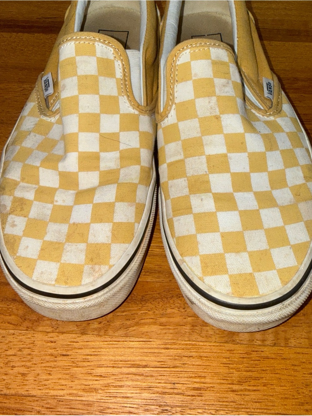 Vans Yellow and White Checkerboard Slip-On